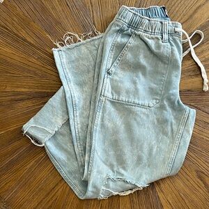 GAP Light Blue Denim Joggers with Distressed Details